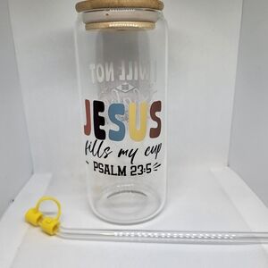 20oz Inspirational Glass Personalized Tumbler with Straw & Topper